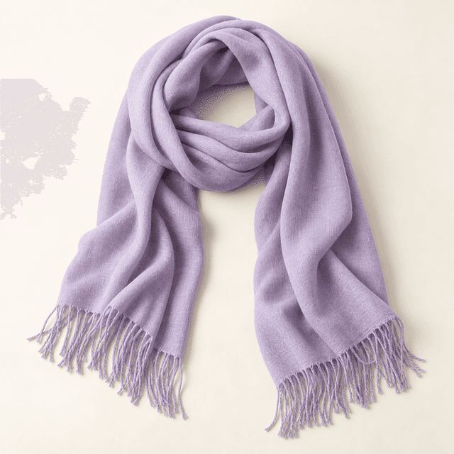 Lightweight lavender scarf with delicate fringe