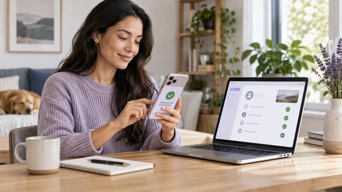 Customer managing a completed data request from her devices