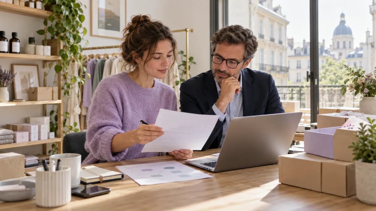 Commerce owner and advisor reviewing a privacy workflow together
